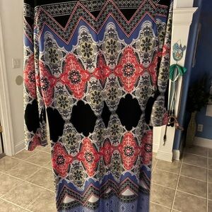 Donna Morgan Red and Blue Long Sleeve Dress size 12